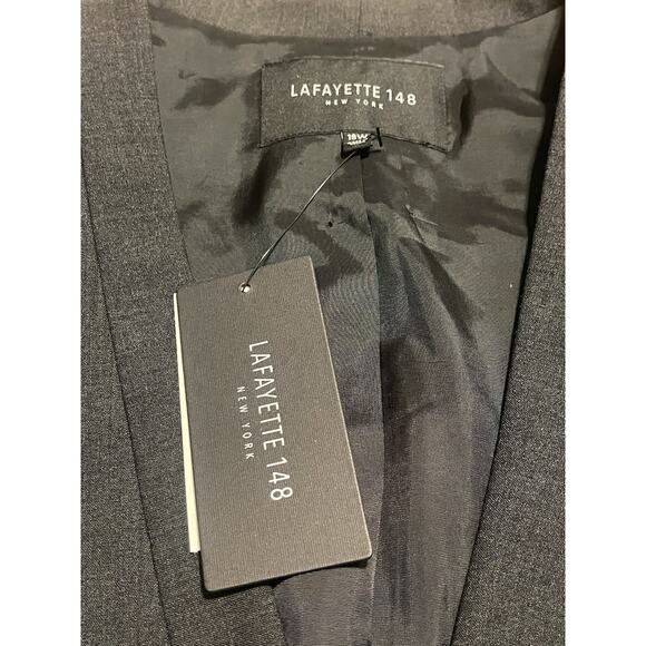 NWT Lafayette 148 NY Women 18W Wool One Button Collarless Blazer Jacket Gray - Picture 8 of 8